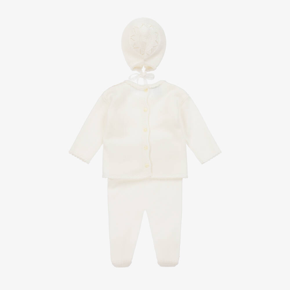 Artesanía Granlei-Girls' Cream Lace-Edged Knit Set | Childrensalon Outlet