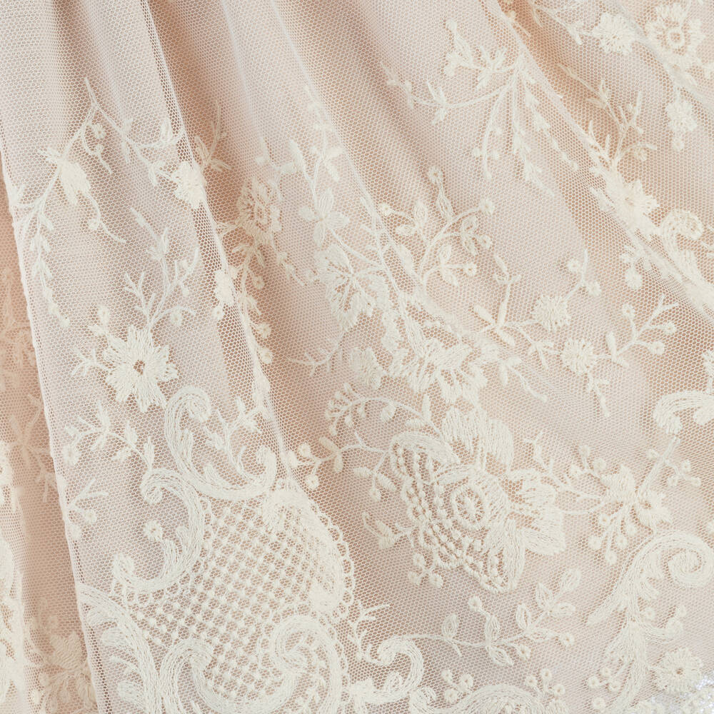 Artesanía Granlei-Girls Creamy Tulle Embroidered Dress | Childrensalon Outlet