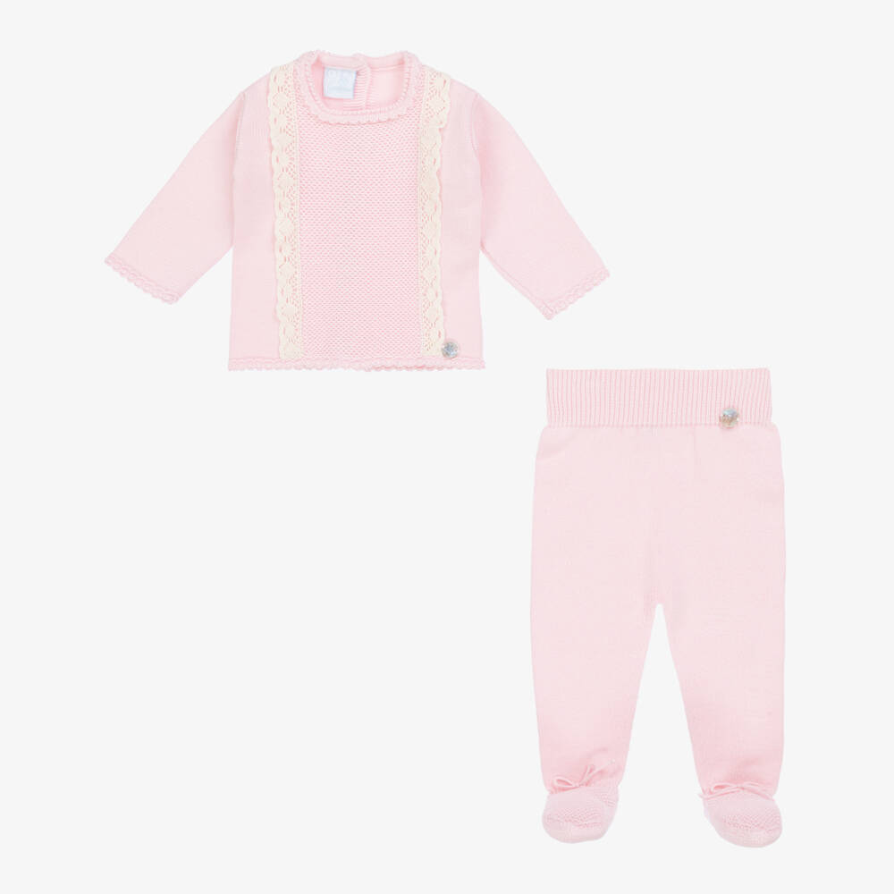 Artesanía Granlei-Girls Delicate Pink Knit Ensemble | Childrensalon Outlet