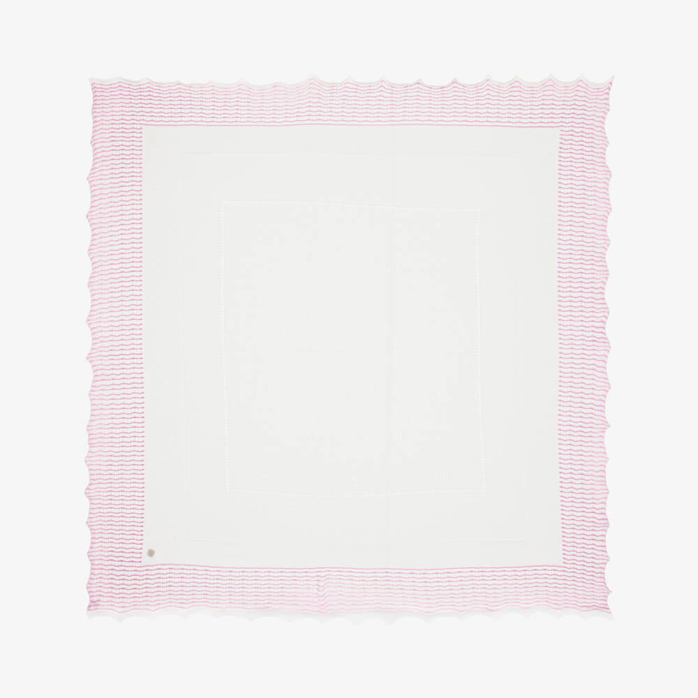 Artesanía Granlei-Girls' Delicate Pink-White Knit Shawl | Childrensalon Outlet