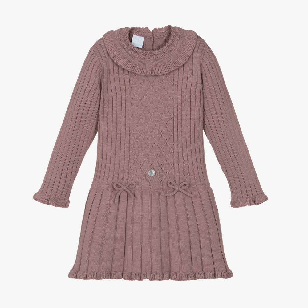 Artesanía Granlei-Girls Dusky Pink Knit Dress | Childrensalon Outlet