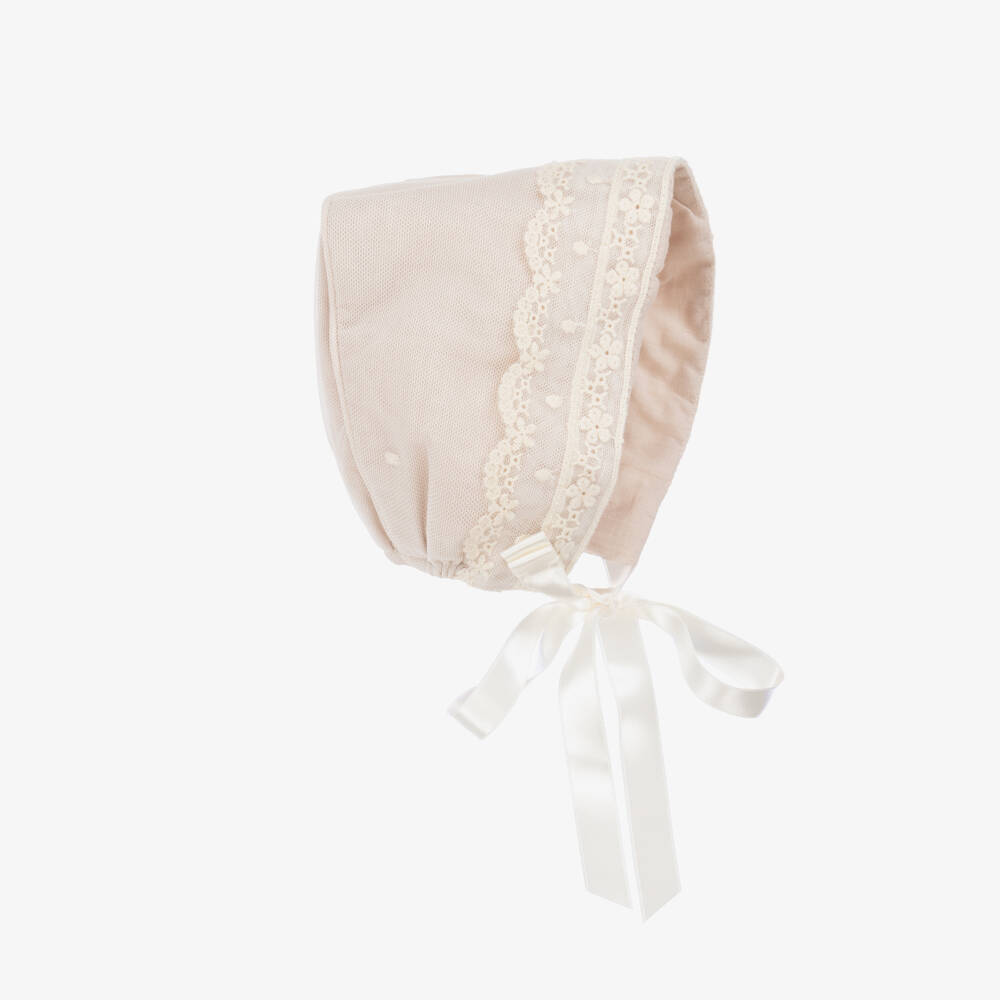 Artesanía Granlei-Girls Elegant Beige Lace Bonnet | Childrensalon Outlet
