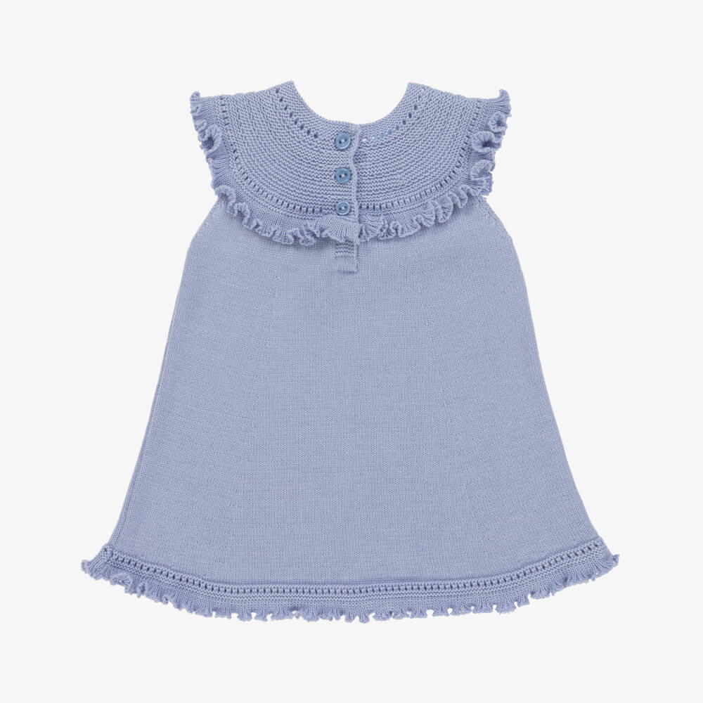 Artesanía Granlei-Girls Elegant Blue Knit Dress | Childrensalon Outlet