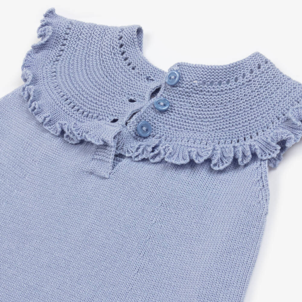 Artesanía Granlei-Girls Elegant Blue Knit Dress | Childrensalon Outlet