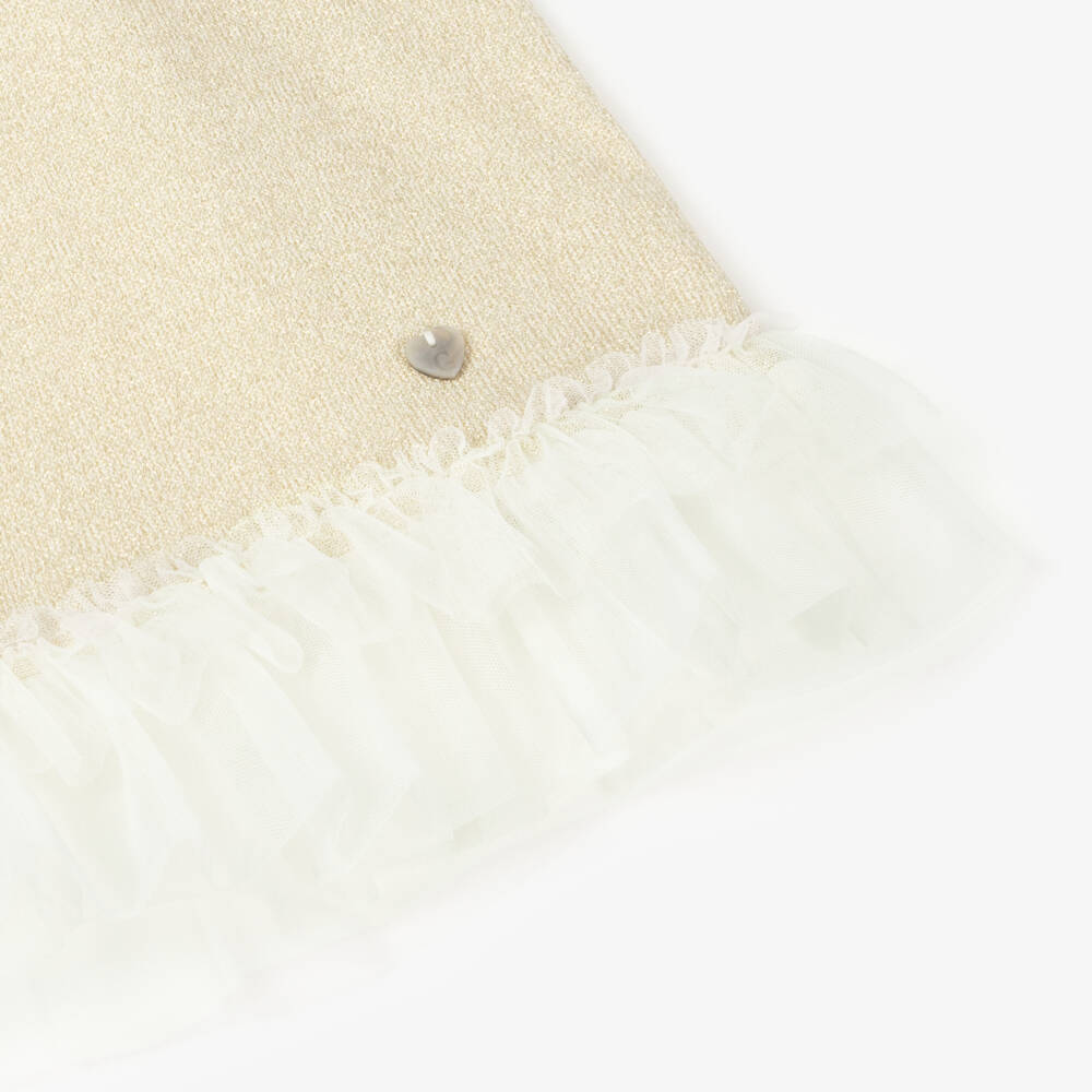 Artesanía Granlei-Girls Elegant Gold Tulle Dress | Childrensalon Outlet