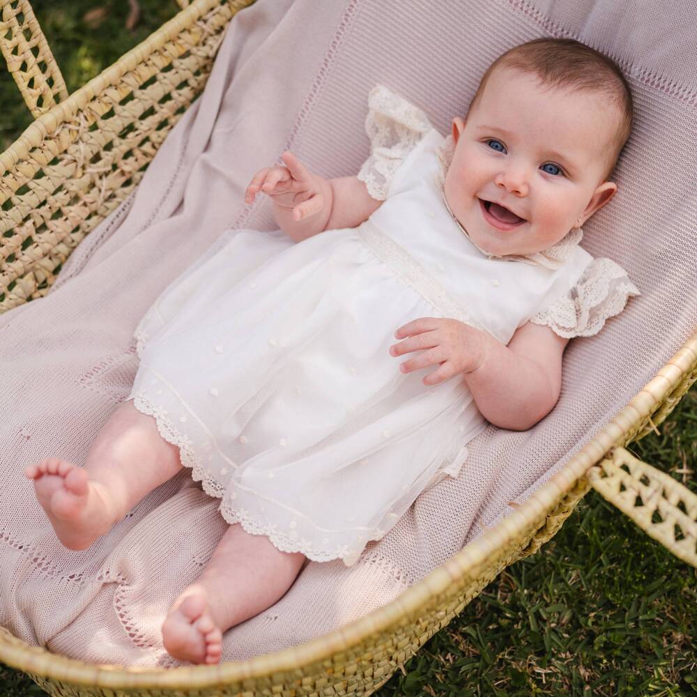 Artesanía Granlei-Girls Elegant Ivory Lace Frock | Childrensalon Outlet