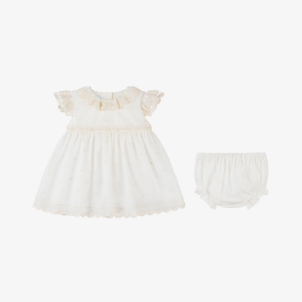 Artesanía Granlei-Girls Elegant Ivory Lace Frock | Childrensalon Outlet