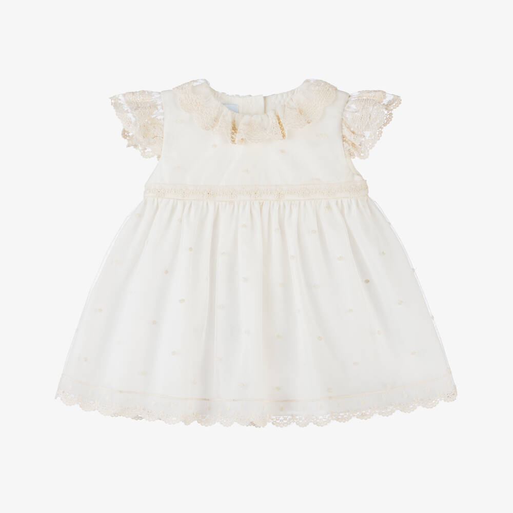 Artesanía Granlei-Girls Elegant Ivory Lace Frock | Childrensalon Outlet