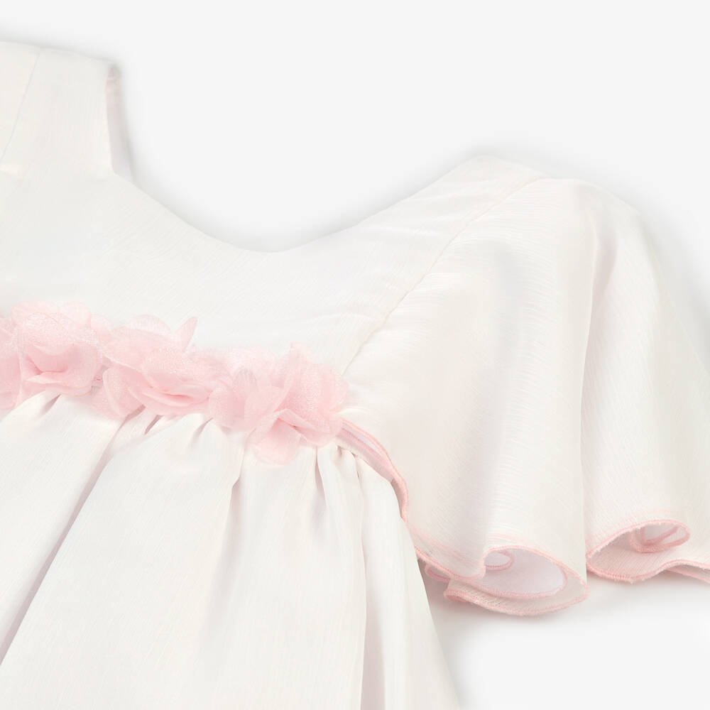 Artesanía Granlei-Girls Elegant White Flutter Dress | Childrensalon Outlet