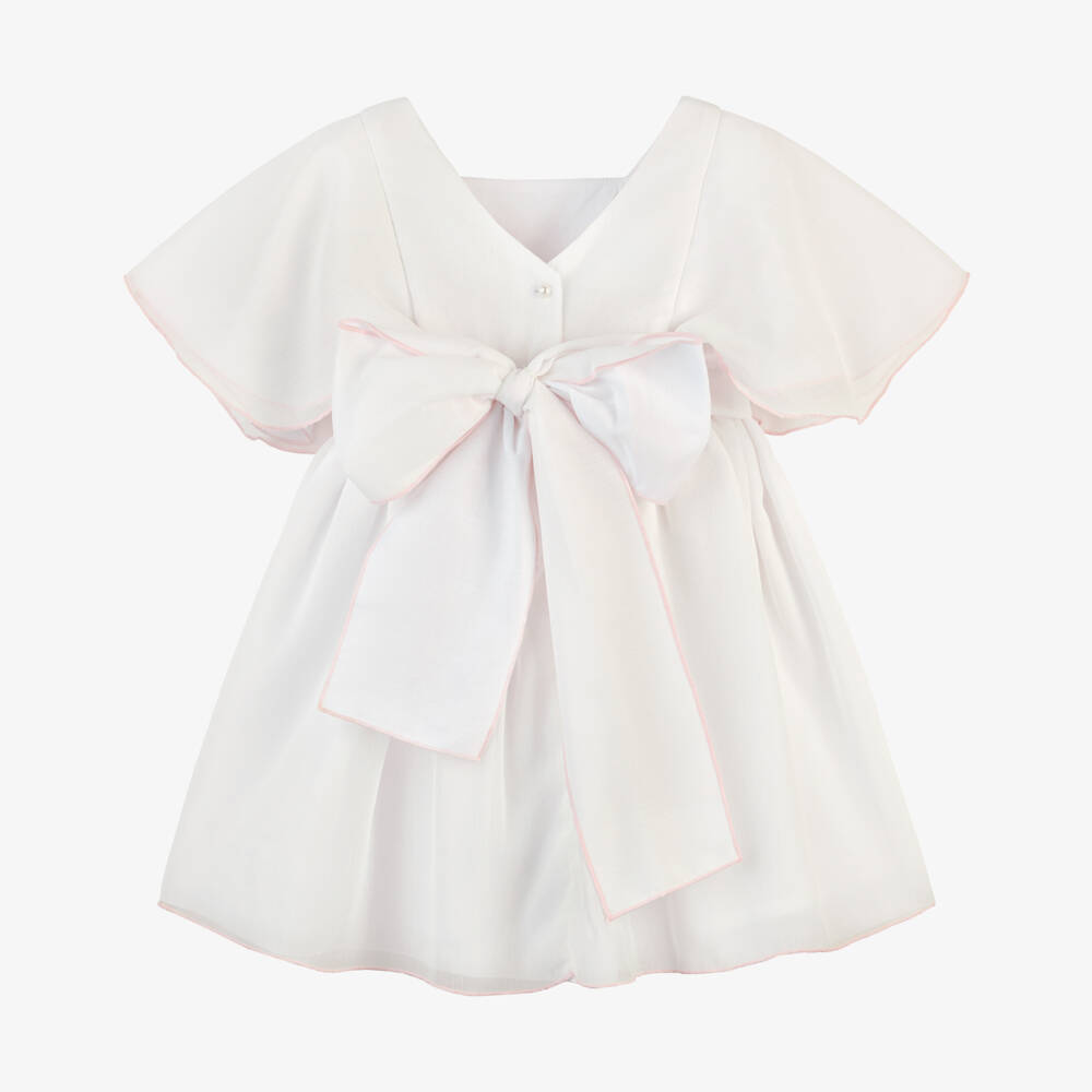 Artesanía Granlei-Girls Elegant White Flutter Dress | Childrensalon Outlet