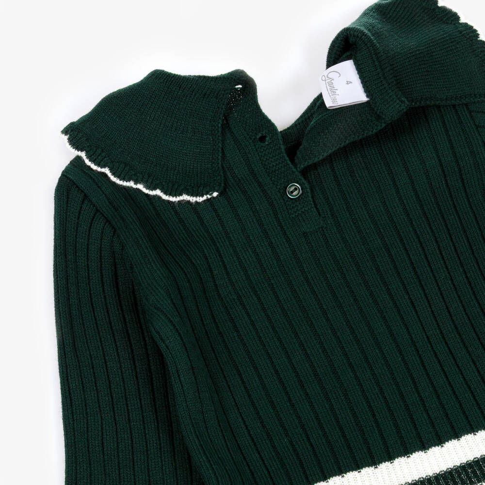 Artesanía Granlei-Girls Forest Green Knitted Dress | Childrensalon Outlet