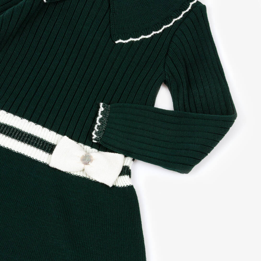 Artesanía Granlei-Girls Forest Green Knitted Dress | Childrensalon Outlet