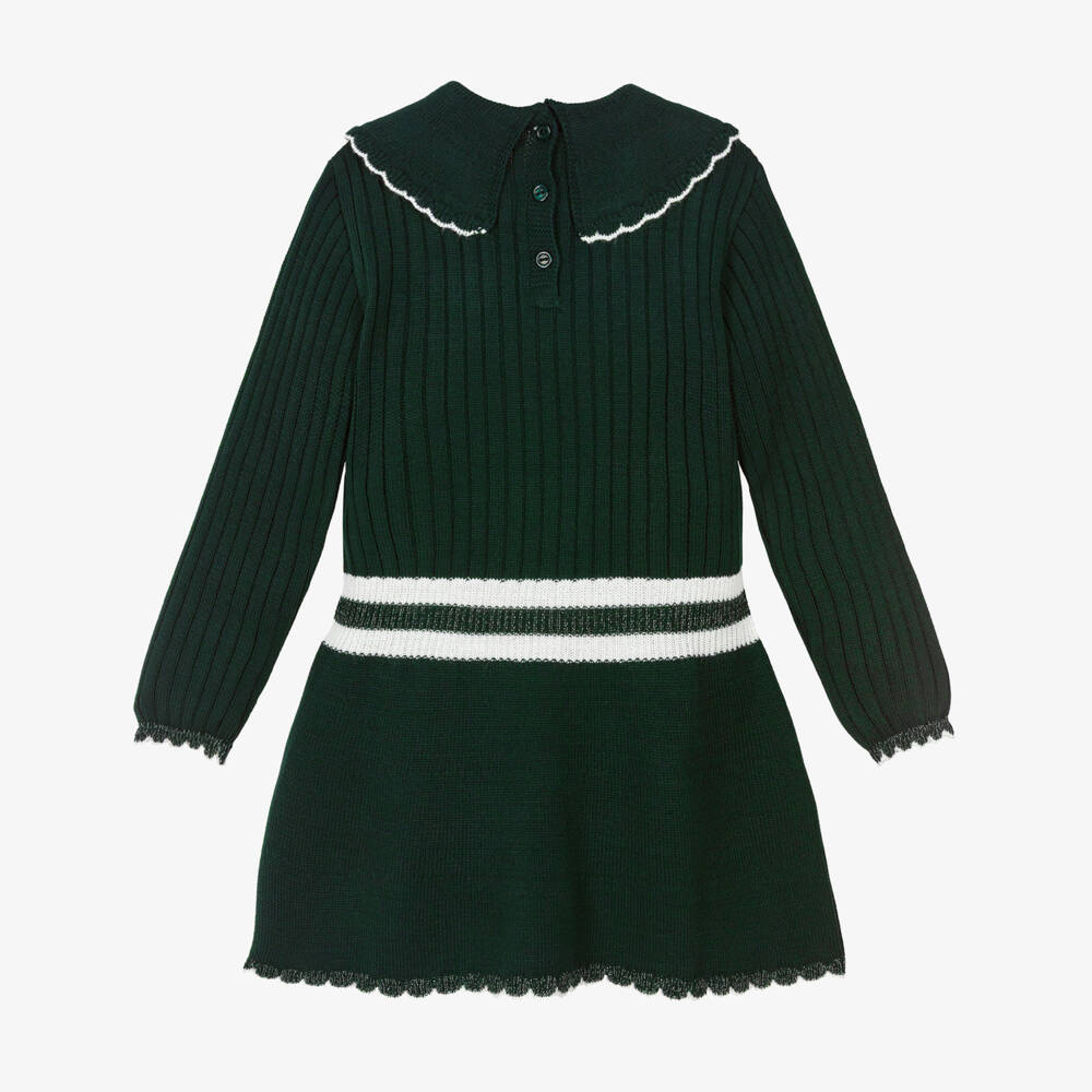 Artesanía Granlei-Girls Forest Green Knitted Dress | Childrensalon Outlet
