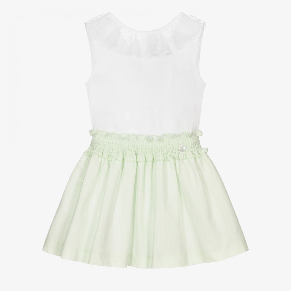 Artesanía Granlei - Girls Green Cotton Skirt Set | Childrensalon