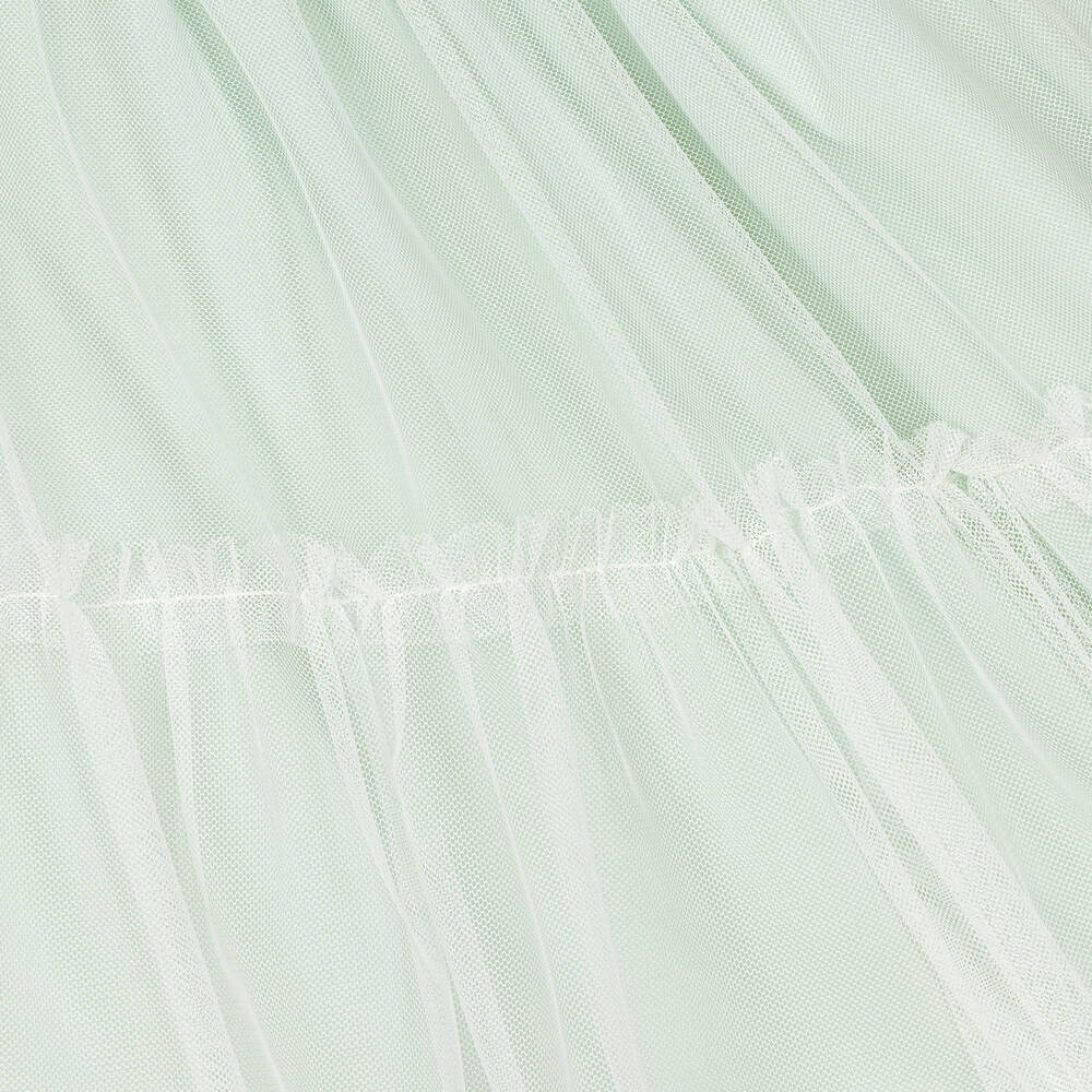 Artesanía Granlei-Girls Green & Ivory Tulle Dress | Childrensalon Outlet