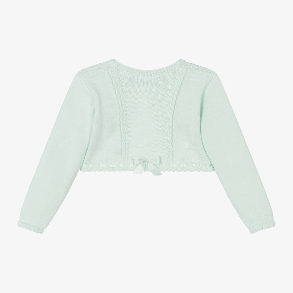 Artesanía Granlei-Girls Green Knitted Bolero Cardigan | Childrensalon Outlet