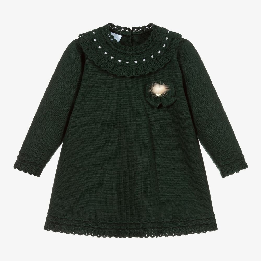 Artesanía Granlei - Robe verte en maille Fille  | Childrensalon