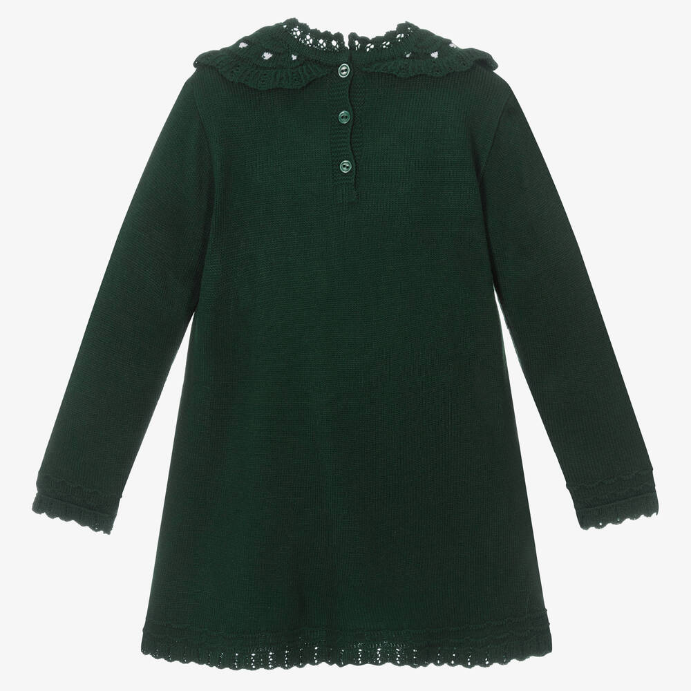 Artesanía Granlei-Girls Green Knitted Dress  | Childrensalon Outlet