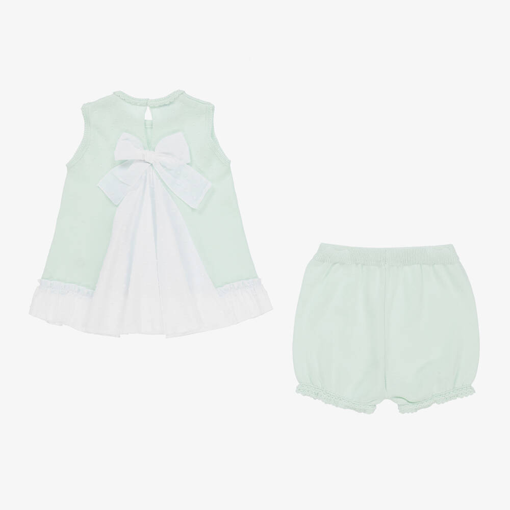 Artesanía Granlei-Girls Green Knitted Shorts Set | Childrensalon Outlet