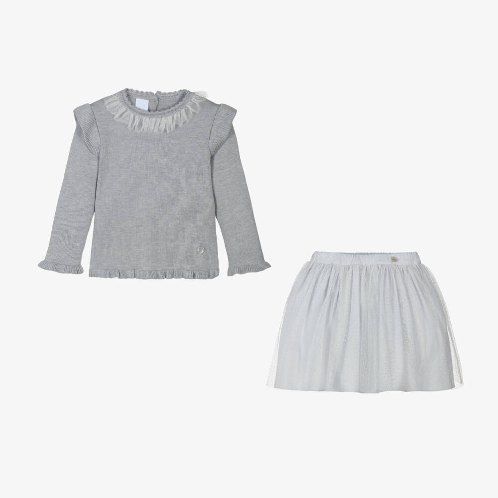 Artesanía Granlei-Girls Grey Sparkly Skirt Ensemble | Childrensalon Outlet