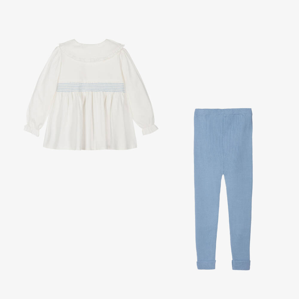Artesanía Granlei-Girls Ivory and Sky Blue Outfit | Childrensalon Outlet