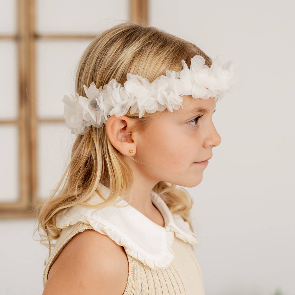 ارتيزانيا  غرانلي-طوق شعر عاجي مزين بالزهور للبنات | Childrensalon Outlet