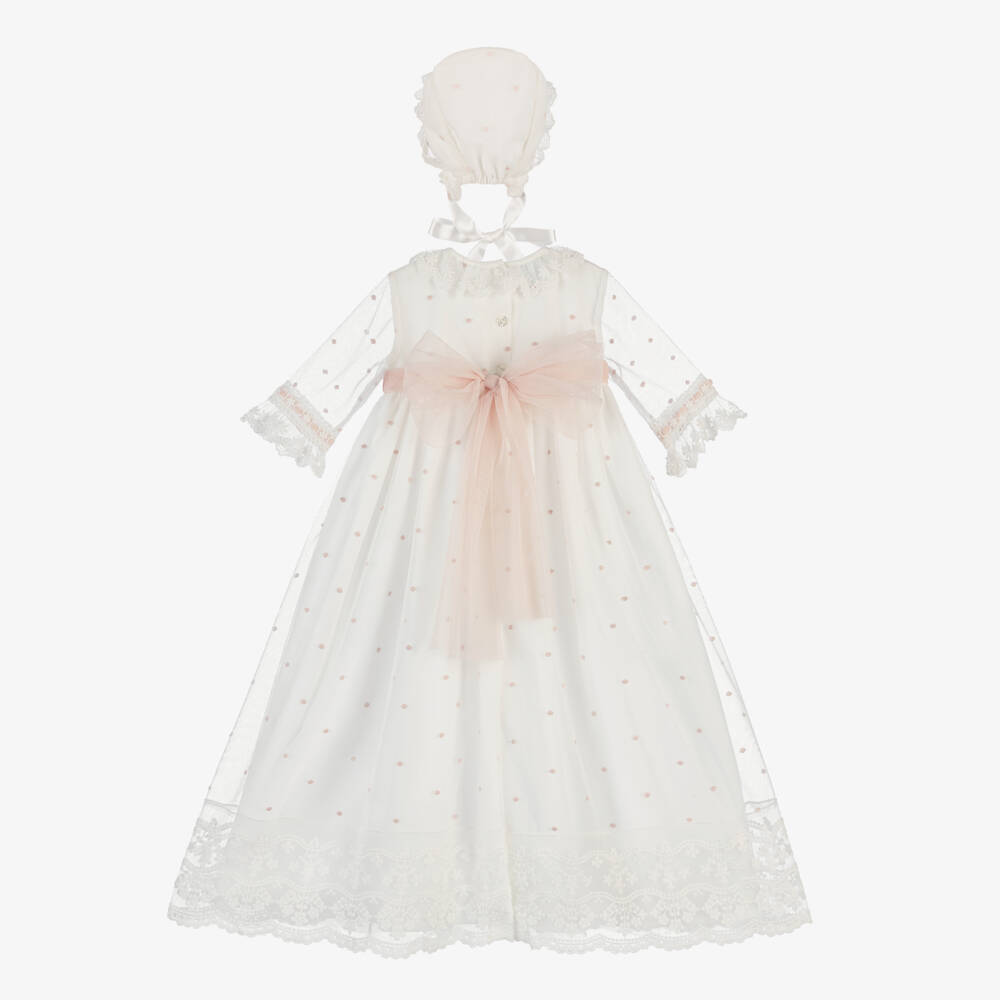 Artesanía Granlei-Girls' Ivory & Blush Tulle Gown | Childrensalon Outlet