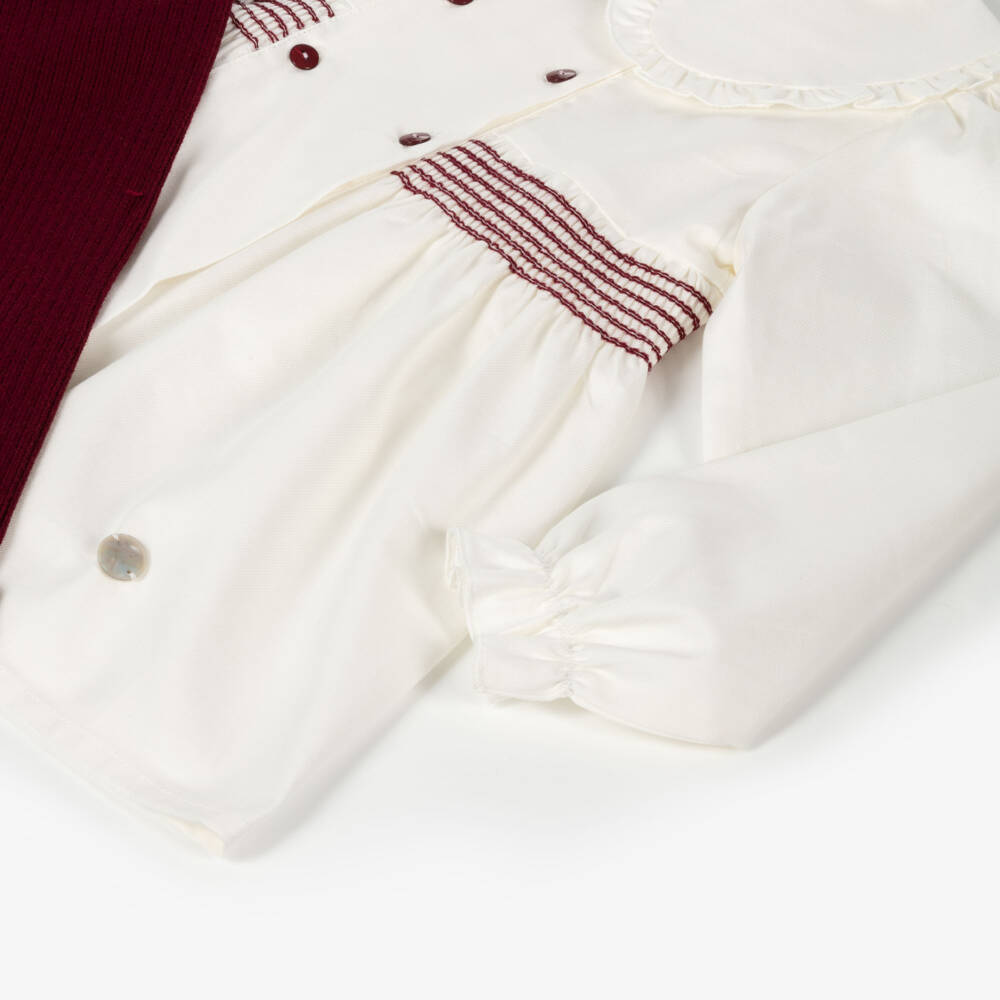 Artesanía Granlei-Girls Ivory & Burgundy Legging Ensemble | Childrensalon Outlet