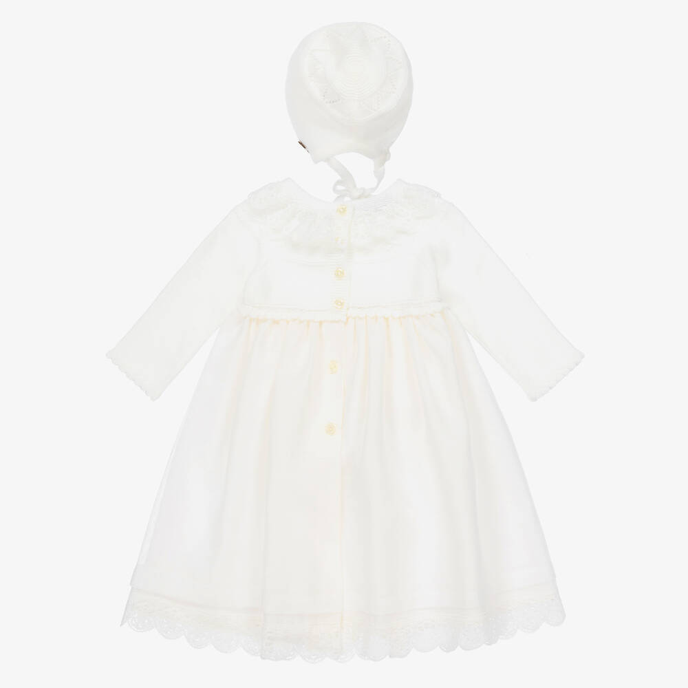 ارتيزانيا  غرانلي-طقم فستان مراسم مزيج قطن وأكريليك لون عاجي للمولودات | Childrensalon Outlet