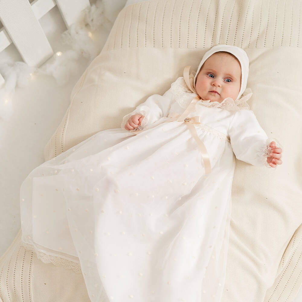 Artesanía Granlei-Girls Ivory Embellished Ceremony Dress and Bonnet | Childrensalon Outlet