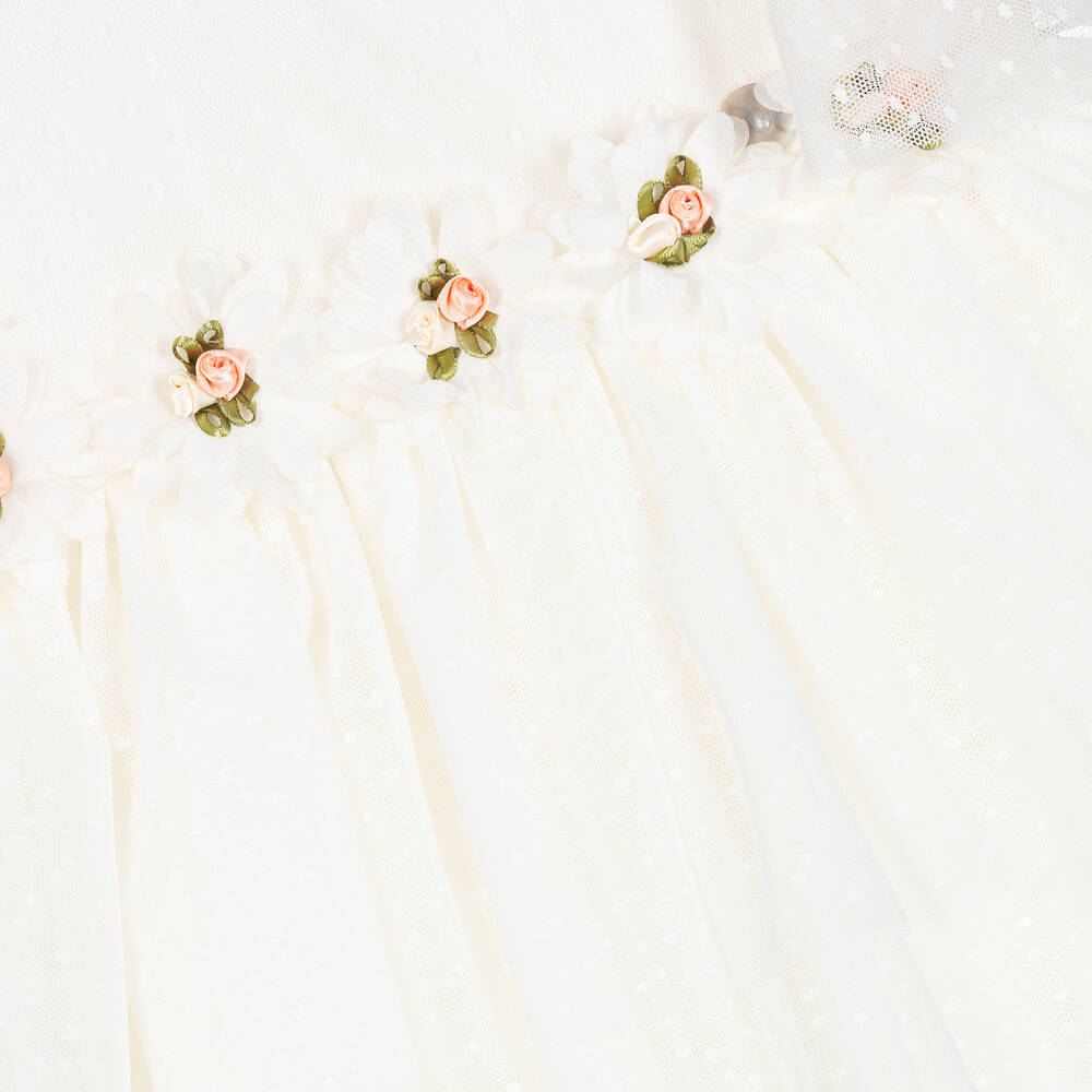 Artesanía Granlei-Girls Ivory Embroidered Tulle Dress | Childrensalon Outlet