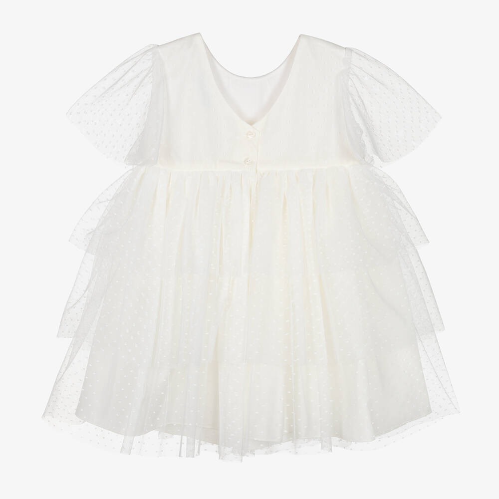 Artesanía Granlei-Girls Ivory Embroidered Tulle Dress | Childrensalon Outlet