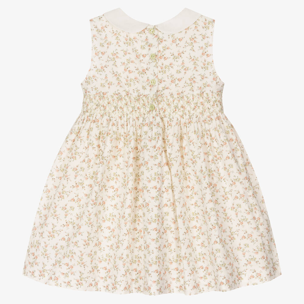 ارتيزانيا  غرانلي-فستان قطن فوال لون عاجي بطبعة ورود | Childrensalon Outlet