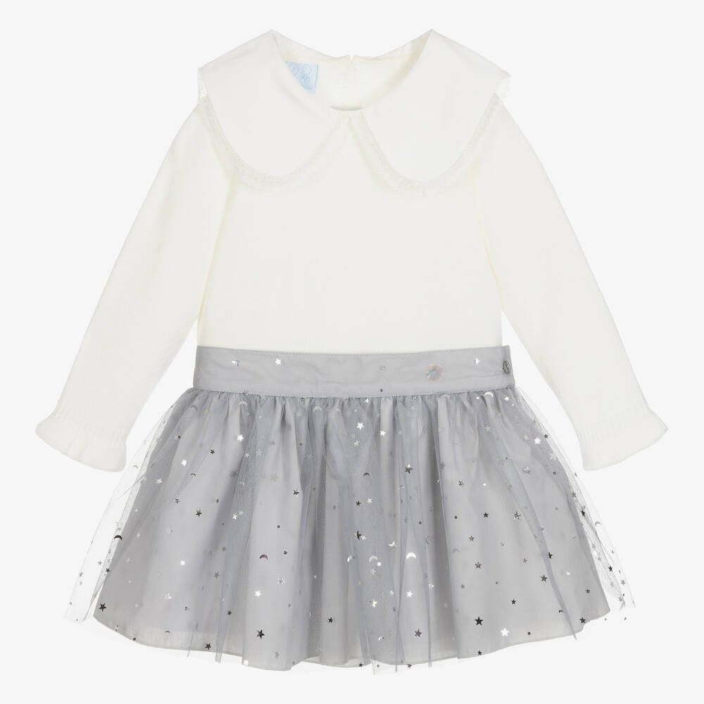 Artesanía Granlei - Girls Ivory & Grey Skirt Set | Childrensalon