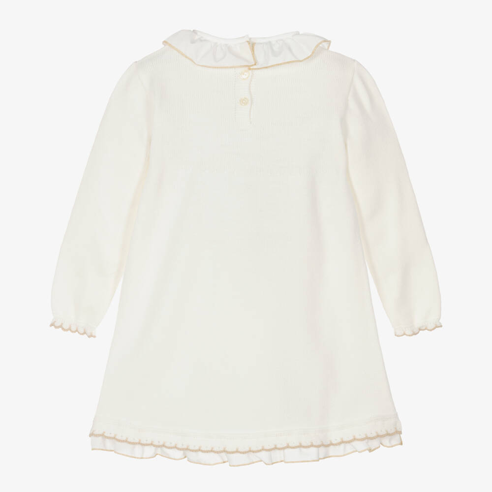 Artesanía Granlei-Girls Ivory Heart Knit Dress | Childrensalon Outlet