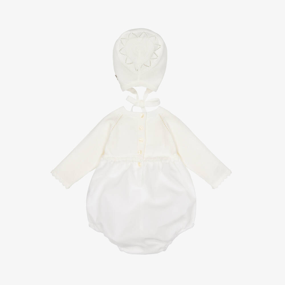 Artesanía Granlei-Girls Ivory Knit Babysuit Ensemble | Childrensalon Outlet