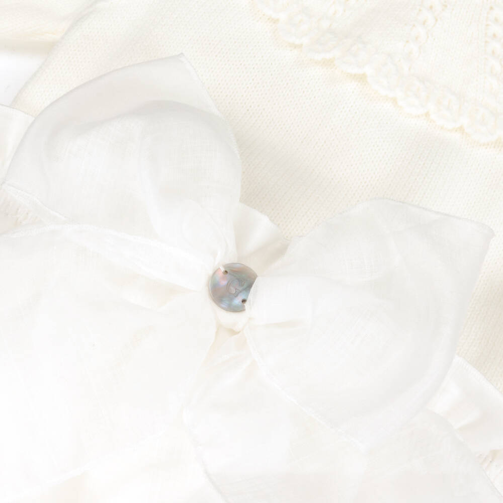 Artesanía Granlei-Girls Ivory Knit Shorts Ensemble | Childrensalon Outlet