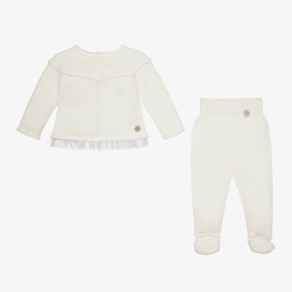 ارتيزانيا  غرانلي-طقم أفرول مزيج قطن محبوك لون عاجي | Childrensalon Outlet