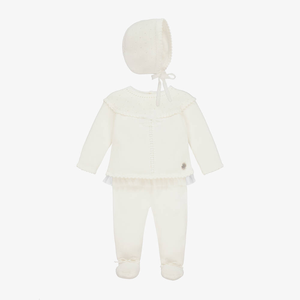 Artesanía Granlei-طقم أفرول مزيج قطن محبوك لون عاجي | Childrensalon Outlet