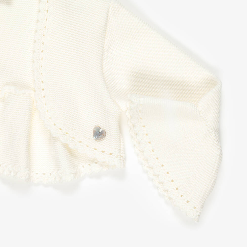 Artesanía Granlei-Girls Ivory Knitted Bolero Cardigan with Bow | Childrensalon Outlet