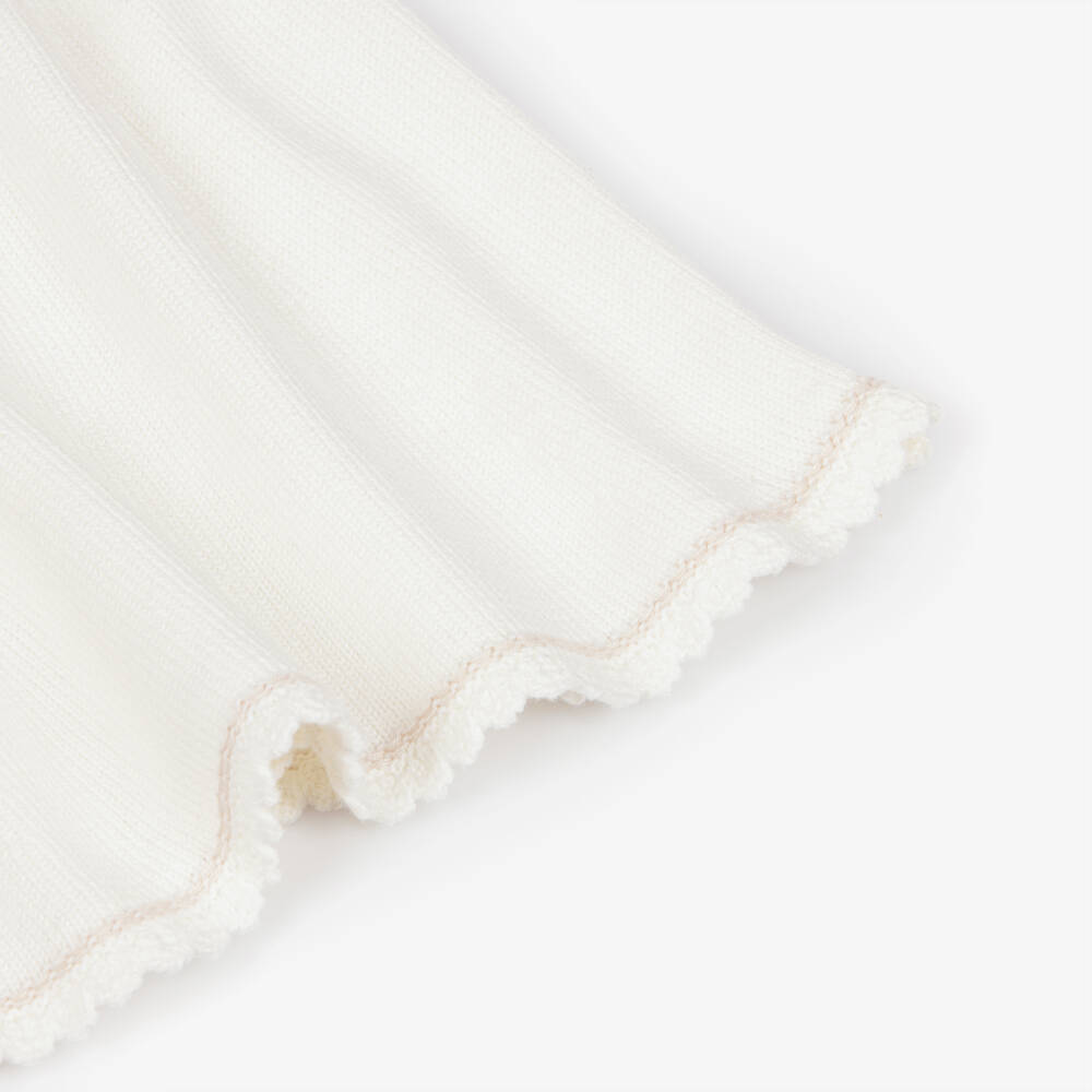 Artesanía Granlei-Girls Ivory Knitted Dress with Lacy Collar | Childrensalon Outlet