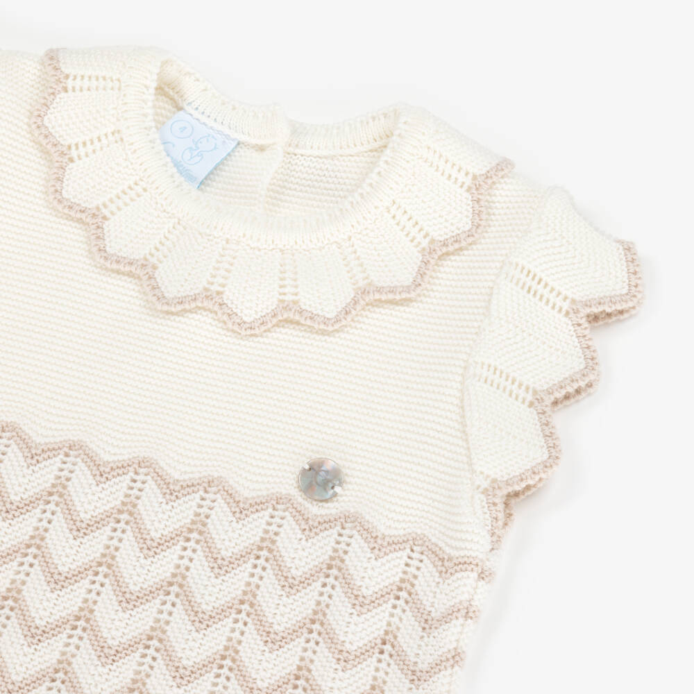 Artesanía Granlei-فستان محبوك عاجي بنمط متعرج للبنات | Childrensalon Outlet