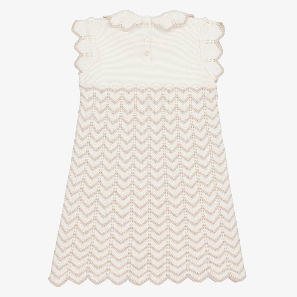 Artesanía Granlei-فستان محبوك عاجي بنمط متعرج للبنات | Childrensalon Outlet
