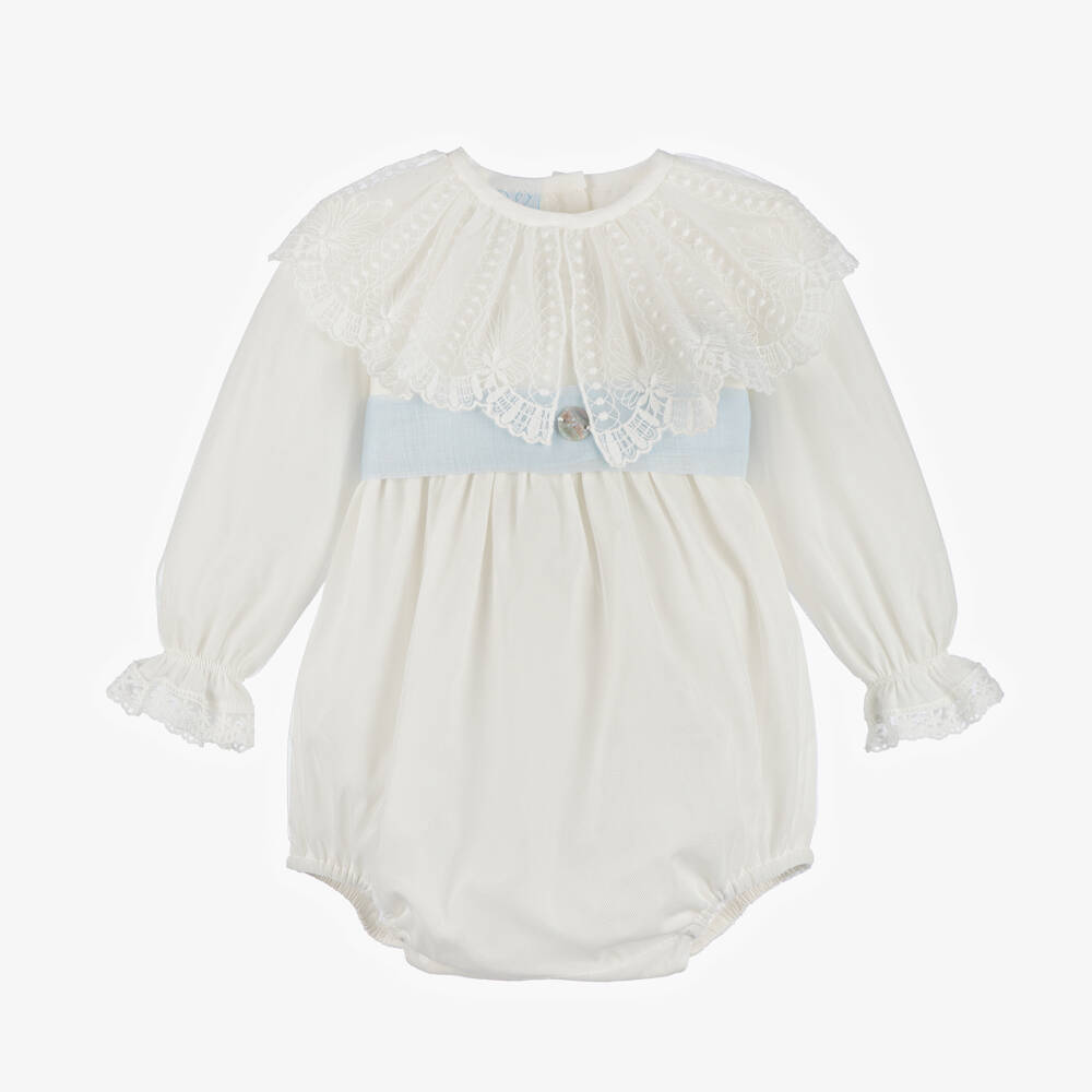 Artesanía Granlei-Girls Ivory Lace Babysuit | Childrensalon Outlet