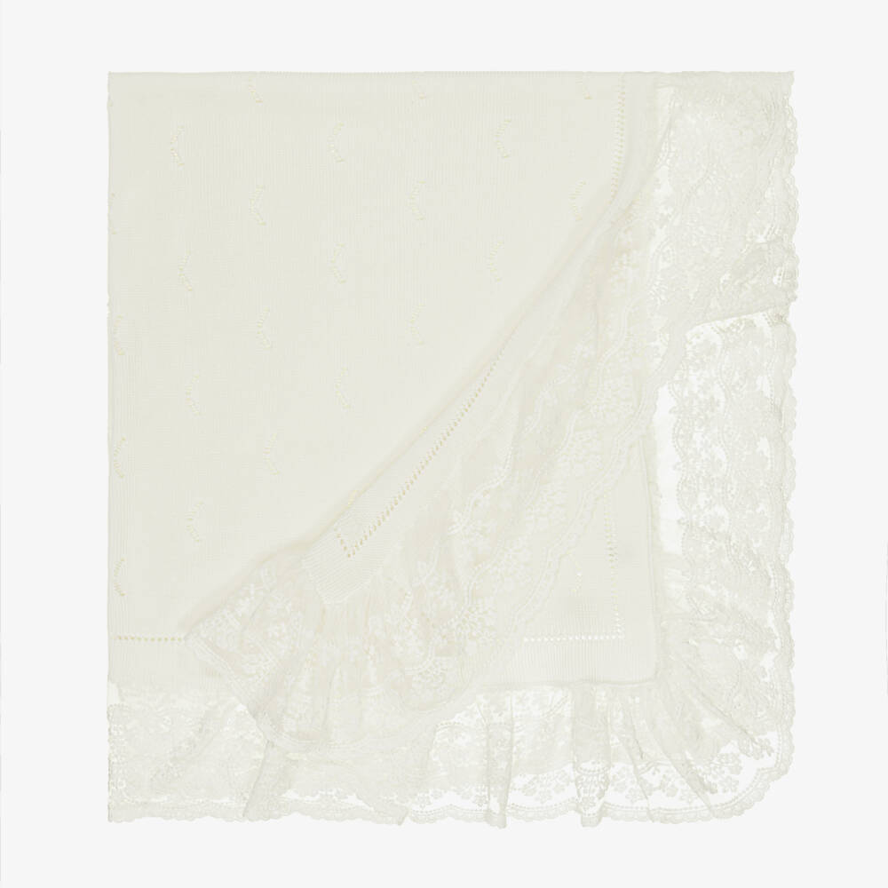 Artesanía Granlei-Girls Ivory Lace-Embellished Knit Wrap | Childrensalon Outlet