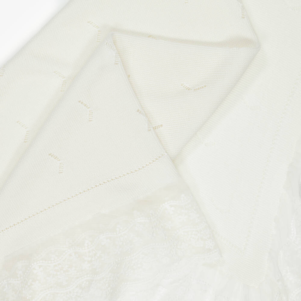 Artesanía Granlei-Girls Ivory Lace-Embellished Knit Wrap | Childrensalon Outlet