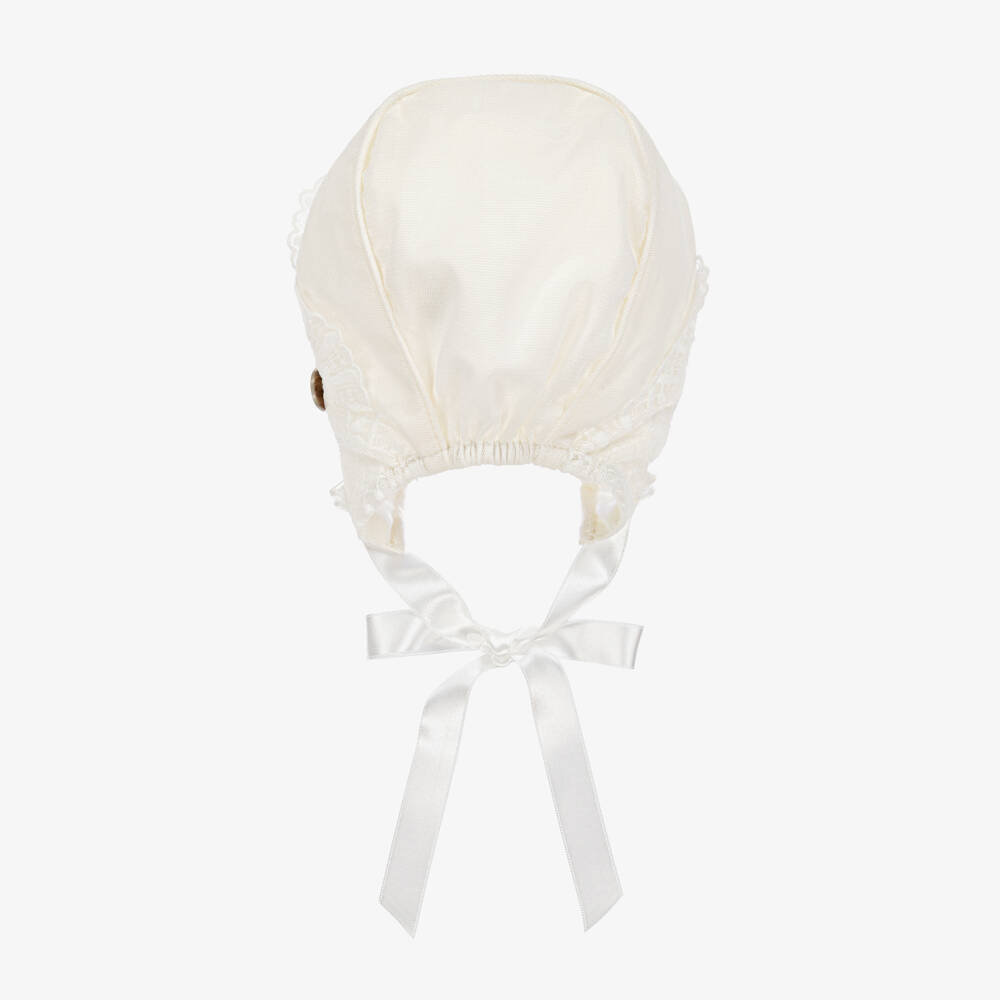 Artesanía Granlei-Girls Ivory Lace Tulle Bonnet | Childrensalon Outlet