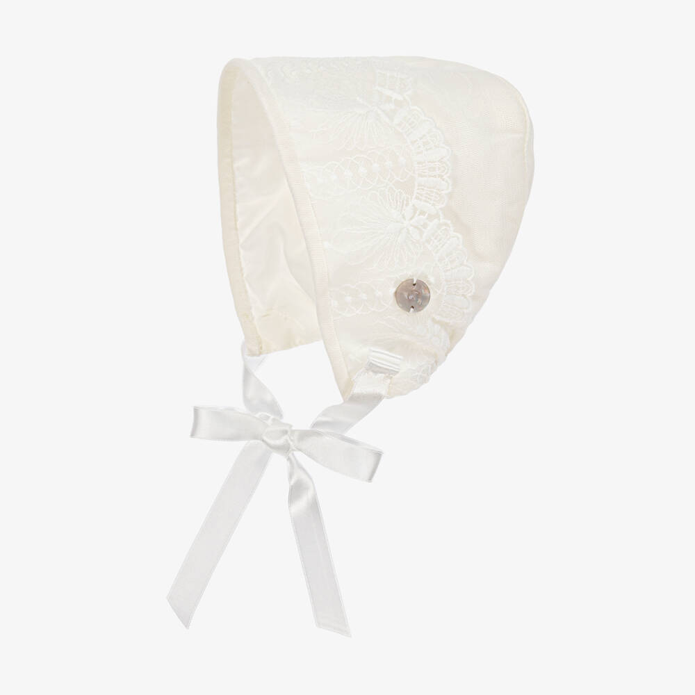 Artesanía Granlei-Girls Ivory Lace Tulle Bonnet | Childrensalon Outlet