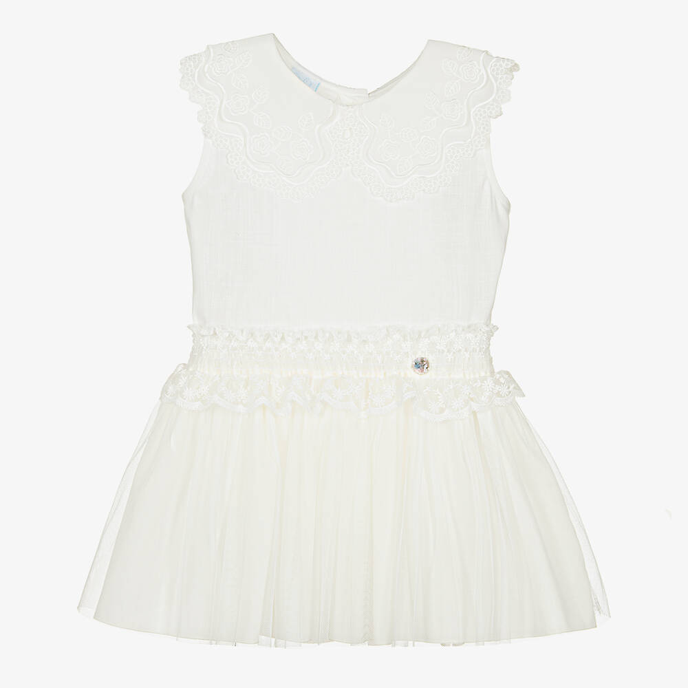 Artesanía Granlei-Girls Ivory Lace Tulle Skirt Set  | Childrensalon Outlet