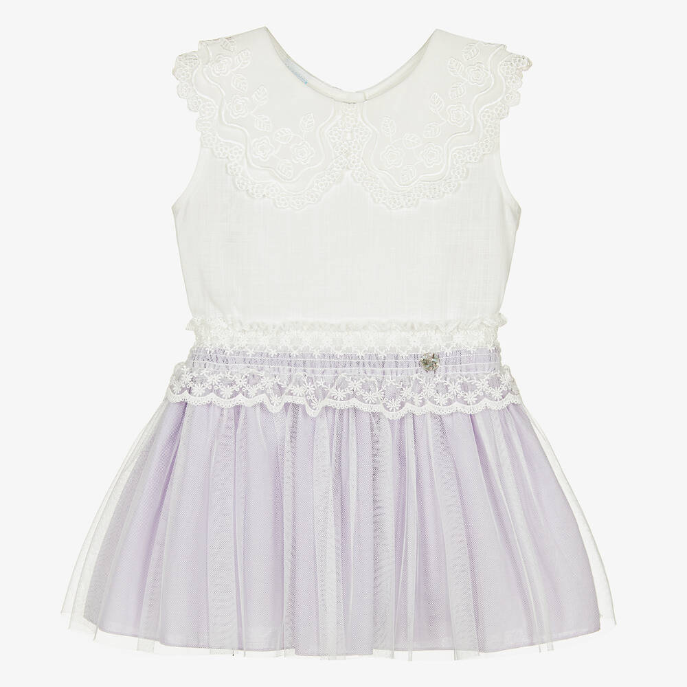 Artesanía Granlei - Girls Ivory & Lilac Tulle Skirt Set | Childrensalon